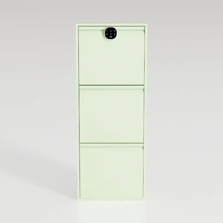 Minimalist Mint Green Metal 3 Drawer Filing Cabinet 3D Model