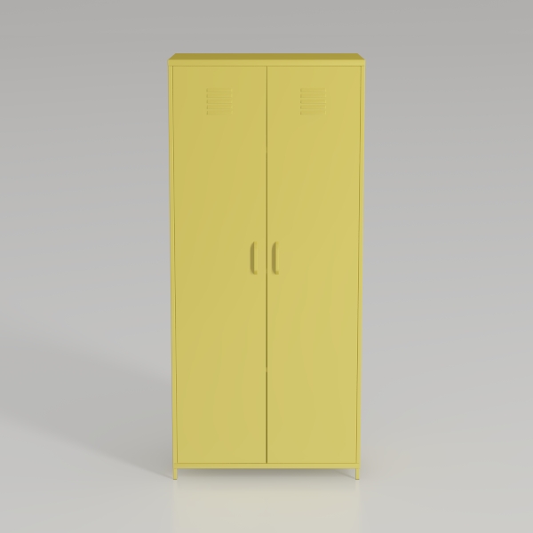 Orange Steel Storage Cabinet, Rectangular Modern