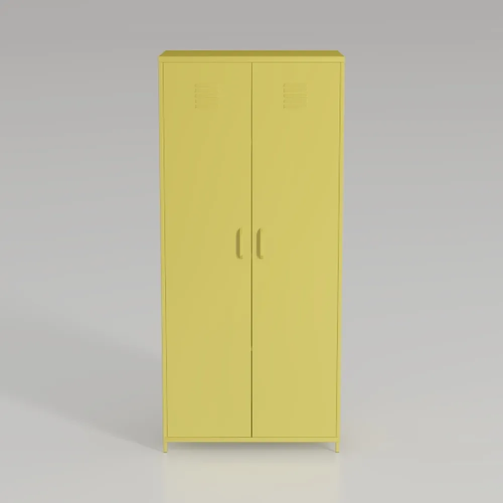 Orange Steel Storage Cabinet, Rectangular Modern