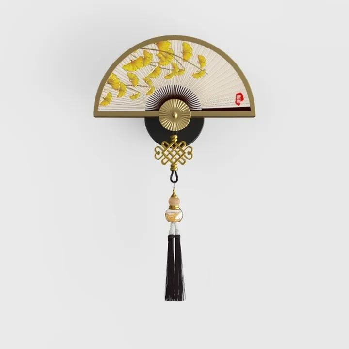 Chinese Style Ginkgo Fan Wall Hanging Decor 3D Model