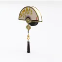 Chinese Style Ginkgo Fan Wall Hanging Decor 3D Model Left 45 Degree View
