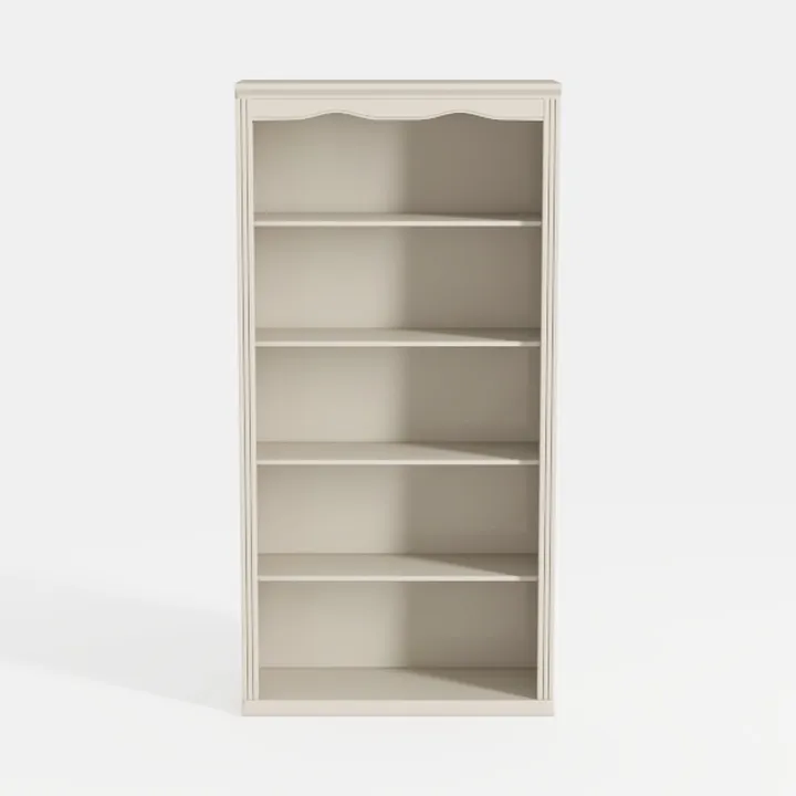 Minimalist Off White Solid Wood Bookshelf Open Storage 3D Model
