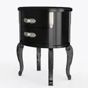Vintage Black Solid Wood Carved Nightstand 3D Model Left 45 Degree View