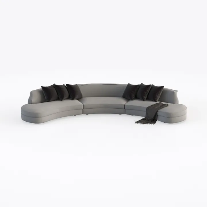 S-Curved Chenille Loveseat Sectional Sofa - Cloud 