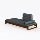 Minimalist Solid Wood Fabric Chaise Lounge 3D Model Left 45 Degree View