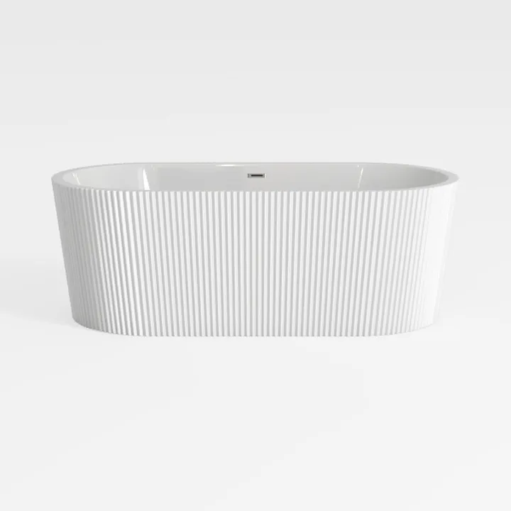 Modern Fluted White Acrylic Freestanding Bathtub 3D Model