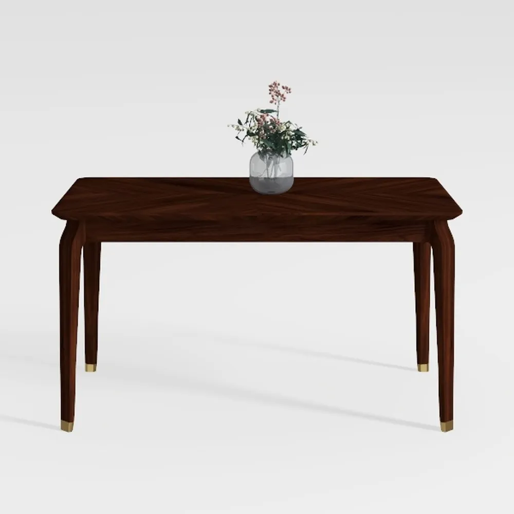 5-Piece Natural Brown Finish Solid Wood Top - Rect