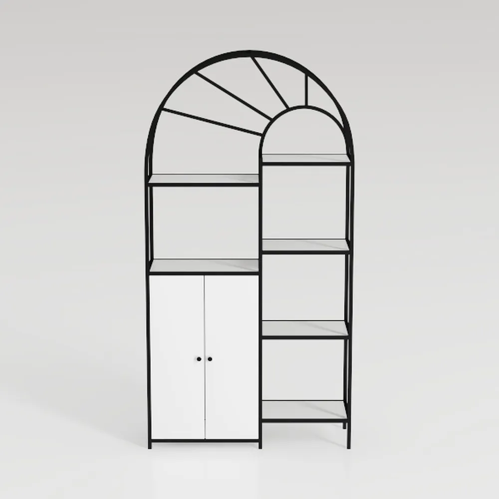 71.1" Tall Bookshelf with Storage Cabinet, 6-Tier