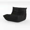 Modern Black Leather Armless Lounge Chair 3D Model Left 45 Degree View