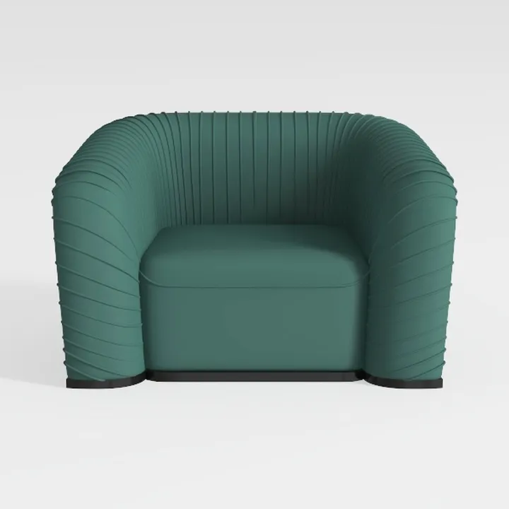 Modern Teal Fabric Pleated Armchair 3D Model