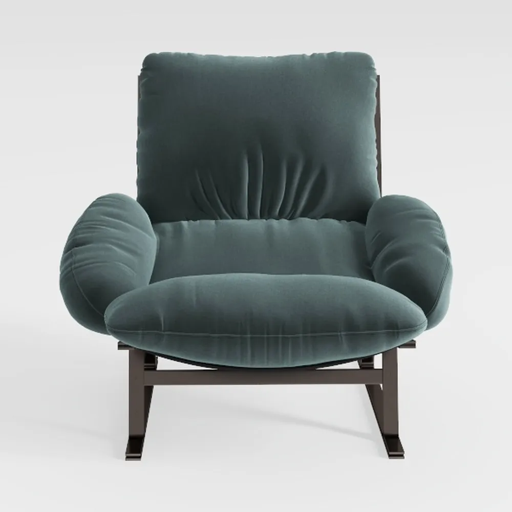 Modern Rocking Chair with Ottoman, Upholstered Gli