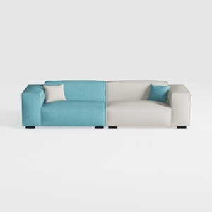 Modern Two Tone Fabric Sectional Sofa With Throw Pillows 3D Model