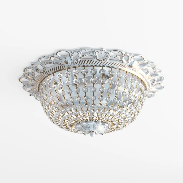 Vintage Crystal Brass Ceiling Lamp 3D Model