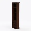Traditional Solid Walnut Tall Bookcase With Drawers 3D Model Left 45 Degree View