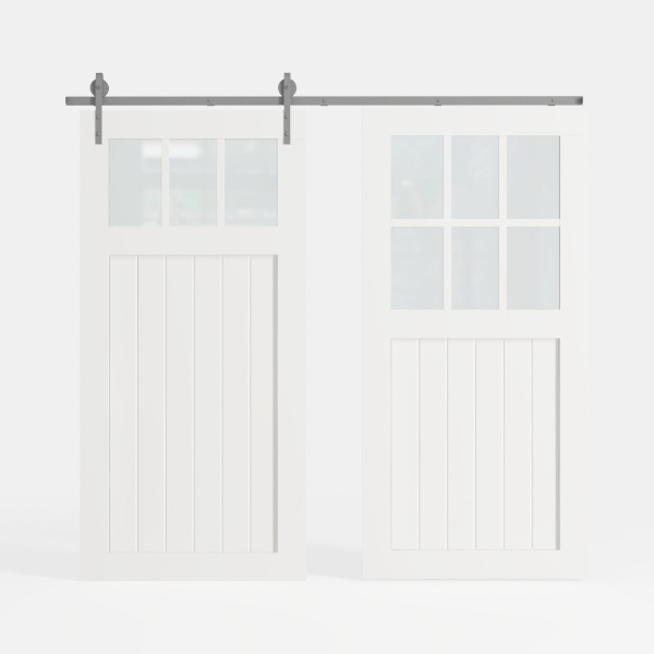 Double 24×84 Inch White Sliding Barn Door Slab and
