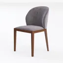 Modern Grey Velvet Solid Wood Dining Chair 3D Model Left 45 Degree View