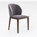 Modern Grey Velvet Solid Wood Dining Chair 3D Model Right 45 Degree View