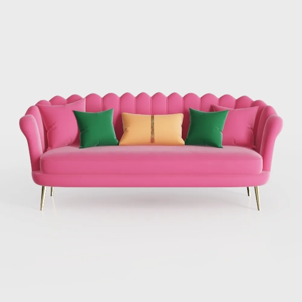 70” Velvet Futon Sofa Bed with 2 Pillows and Adjus