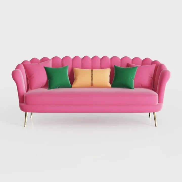 70” Velvet Futon Sofa Bed with 2 Pillows and Adjus