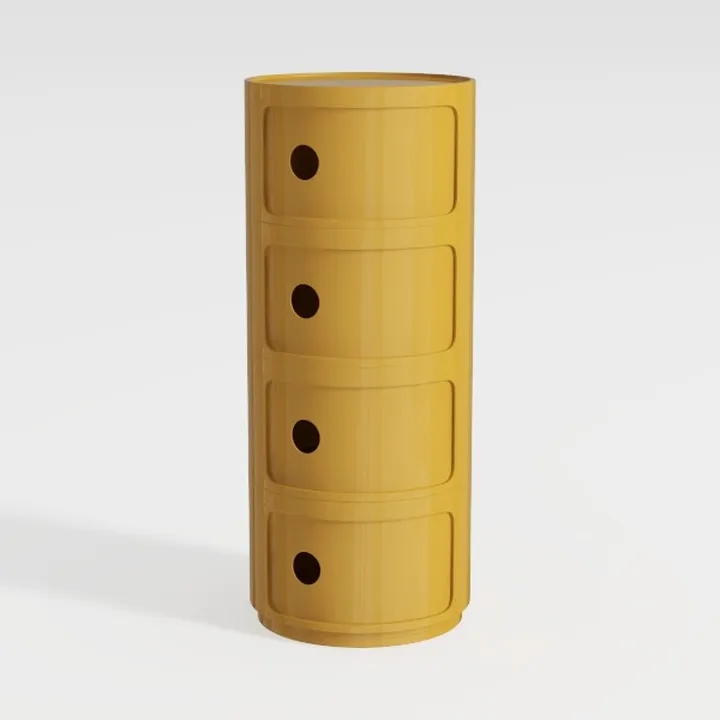 Nordic 3-Tier Small Round Nightstand, Sliding Door