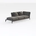 Minimalist Fabric L Shaped Chaise Lounge Sofa 3D Model Right 45 Degree View