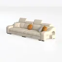 Minimalist Beige Fabric Extra Large Sectional Sofa 3D Model Left 45 Degree View