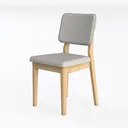 Minimalist Solid Wood Fabric Dining Chair 3D Model Left 45 Degree View