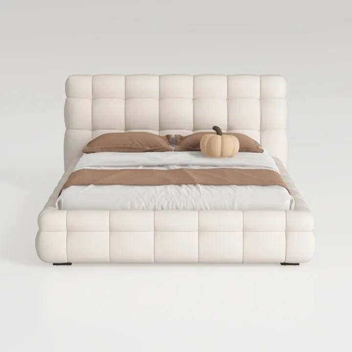SOFTSEA Grounded Bed Frame Queen, Thick Fabric Uph