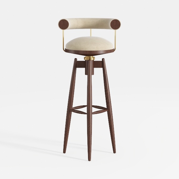 30.5 in. Cream and Walnut Low Back Wooden Frame Ba