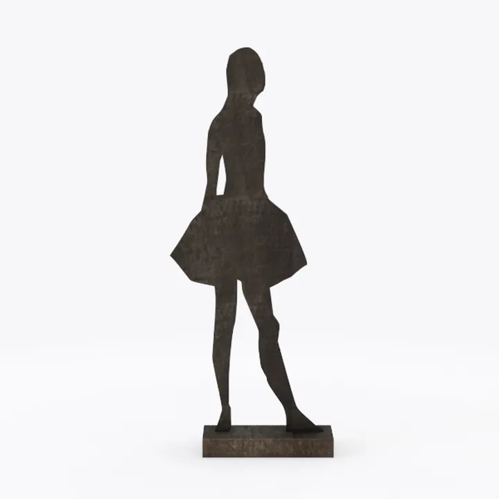 Minimalist Bronze Female Dancer Silhouette Sculpture Decor 3D Model