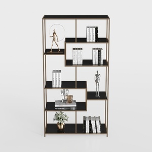 Modern Metal and Black Glass Bookshelf 3D Model