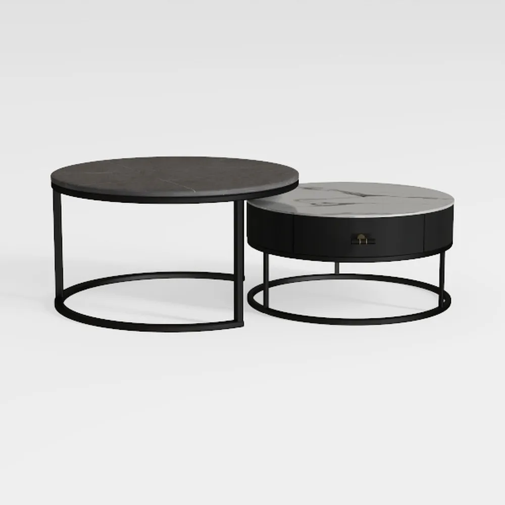 Smuxee Nesting Coffee Table Set of 2, 23.6" Round 