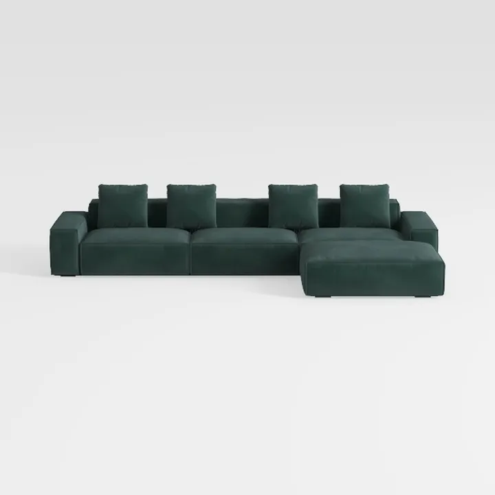 113" Modern Green L-Shaped Modular Sectional Sofa