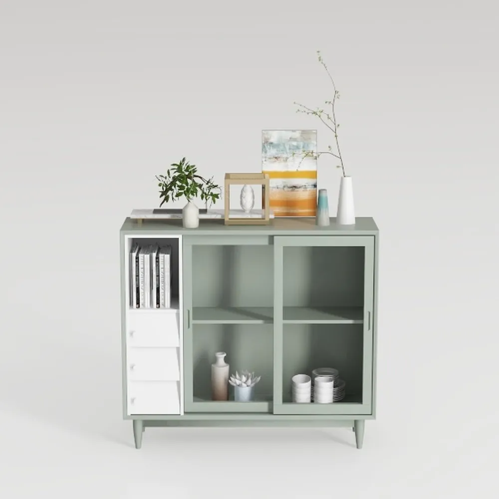 LEYNOT Metal Kitchen Storage Cabinet-Buffets