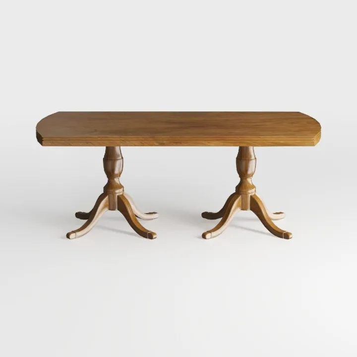 Traditional Solid Wood Double Pedestal Dining Table 3D Model