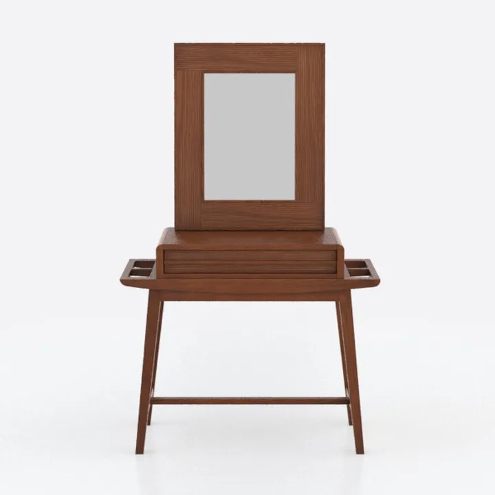 Cade 2-Piece Walnut Makeup Vanity Set with Storage