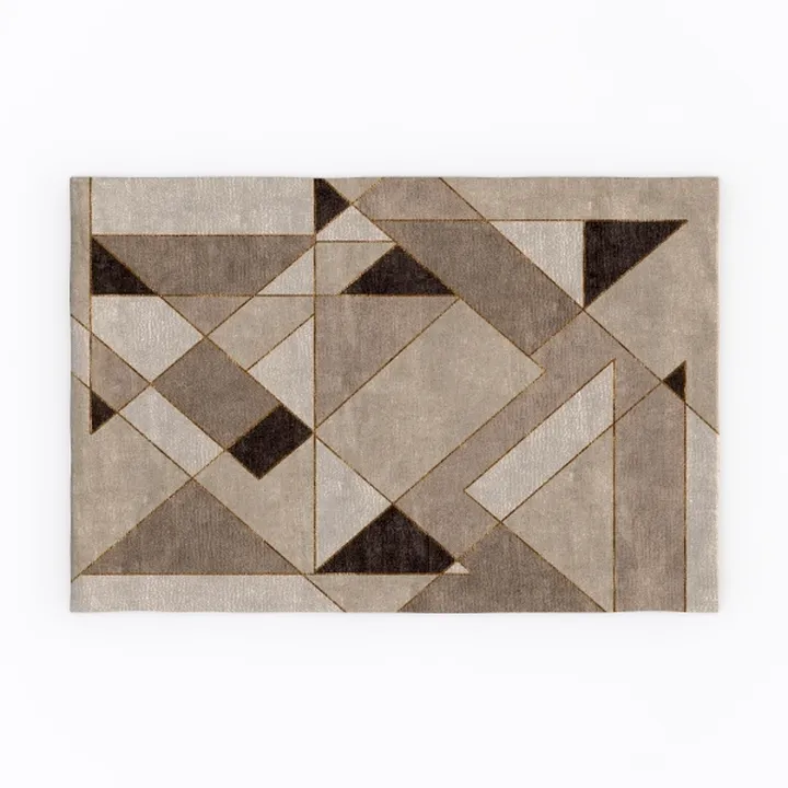 Minimalist Geometric Pattern Neutral Tone Area Rug 3D Model