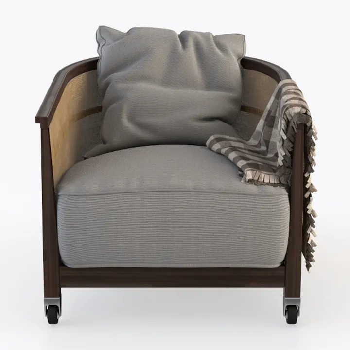 RELAX4LIFE Poltrona con cuscino, poltrona lounge con gambe in legno massello, poltrona relax con braccioli, cuscino lombare, poltrona imbottita, braccioli per camera da letto, soggiorno, ufficio, 77 x