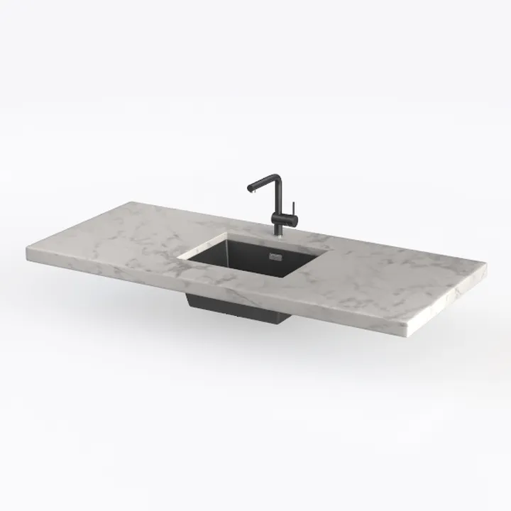 30" Single Countertop -White Carrara Marble with Undermount Square Sink