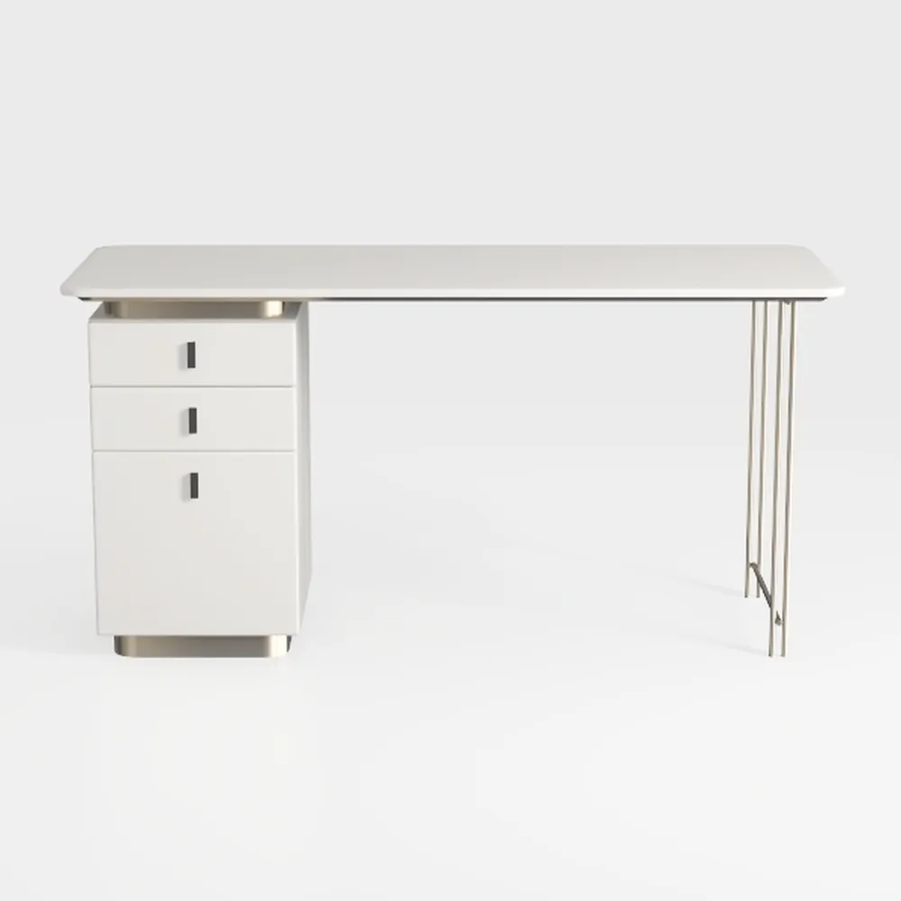 Lufeiya Small White Desk with Fabric Drawers, 40 I