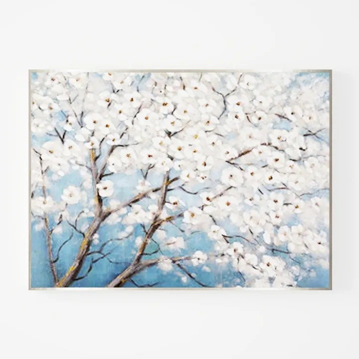 CANVAS ON DEMAND Magnolia Branches On Blue Canvas