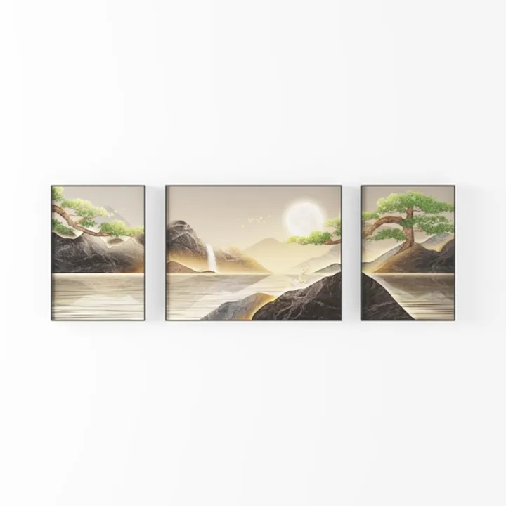 WithHope 3 Piece Neutral Canvas Wall Art, Leaf