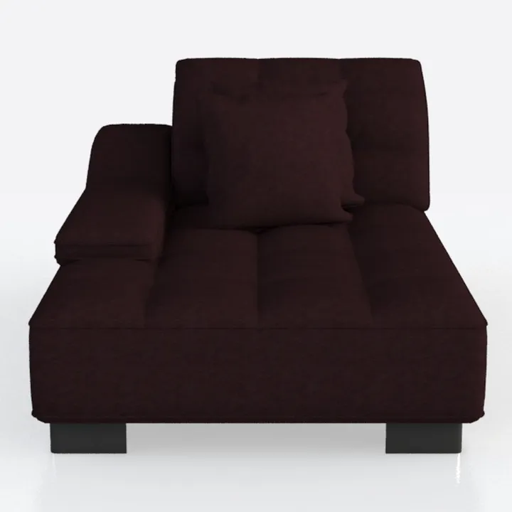 Minimalist Dark Fabric Chaise Lounge with Throw Pillow 3D Model