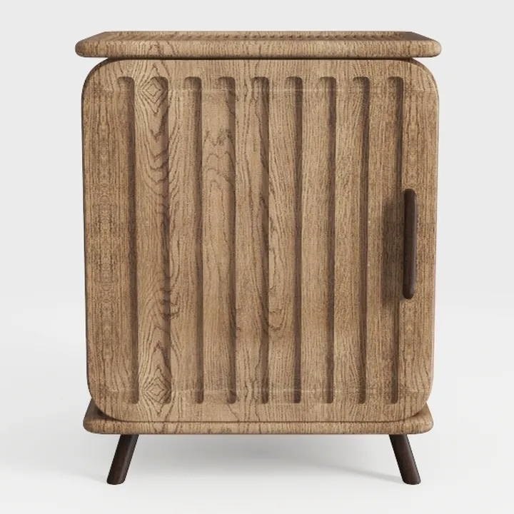 Nightstand with 3 Drawers, Wood Bedside Table