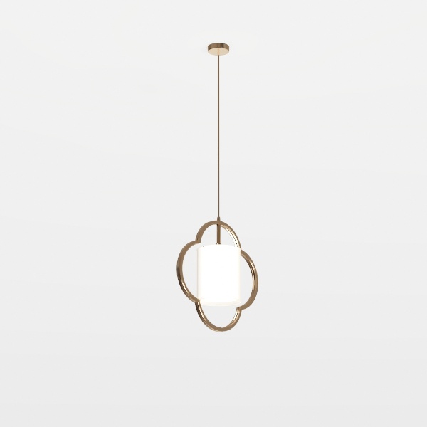 12&quot; Vintage Brass Pendant Light Fixture, Flower