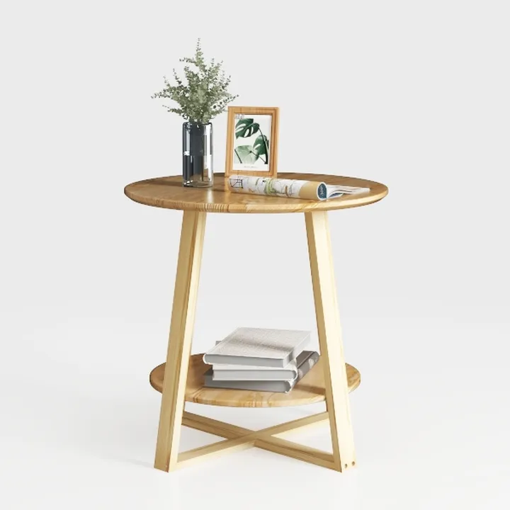 Tangkula Patio Folding Side Table, 23.5" Teak Wood