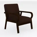 Minimalist Solid Wood Fabric Armchair 3D Model Right 45 Degree View