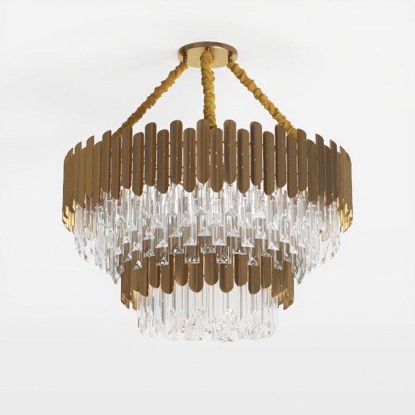 Modern Amber Glass Chandelier, 14&quot; Round Crystal 
