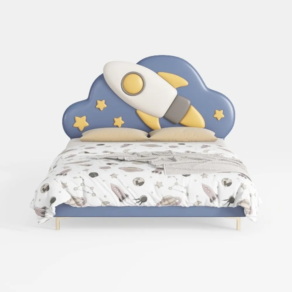 Blue 29.5 in. Kids Upholstered Storage Ottoman Bed