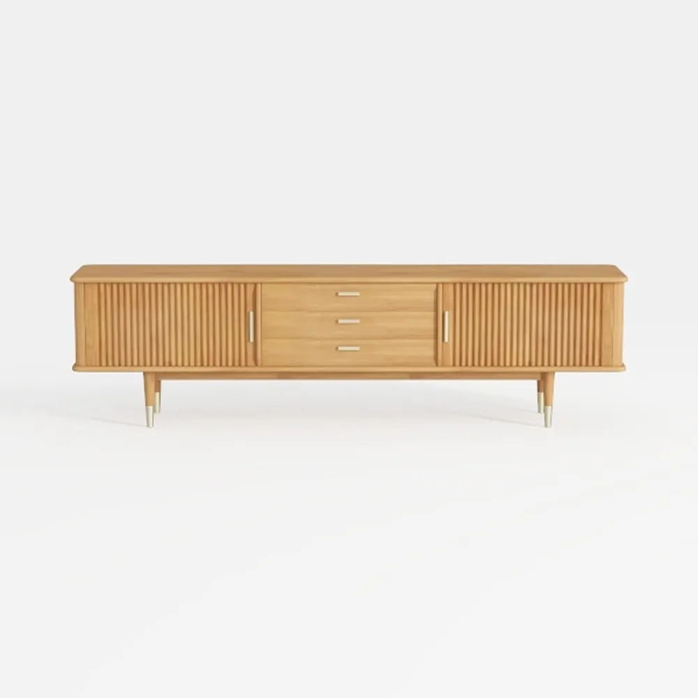 Modern Fluted TV Stand for 75" TV, Mid-Century